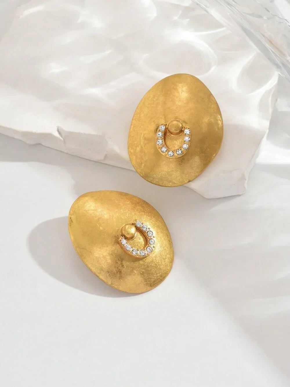gold Women's maximalist Asymmetrical Circle Geometric Earrings